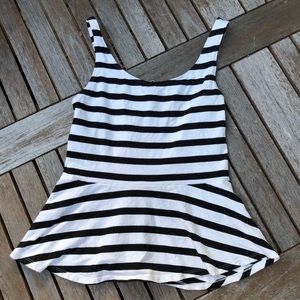 Black & white striped peplum top